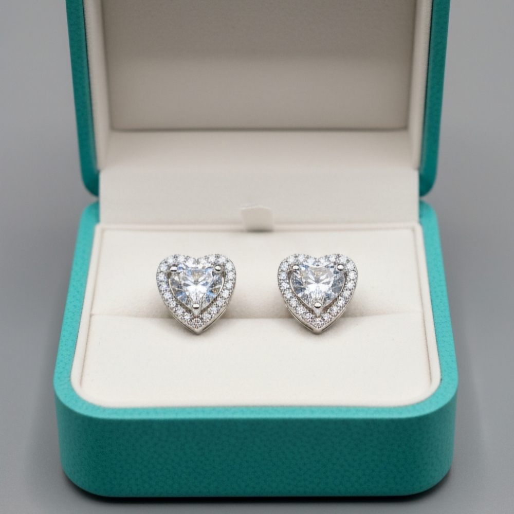 Moissanite 1 CTW Heart Earrings